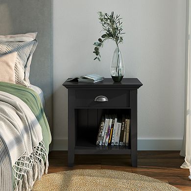 Simpli Home Acadian Rustic Bedside Nightstand Table