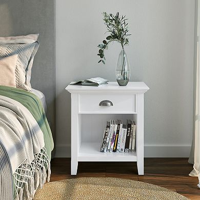 Simpli Home Acadian Rustic Bedside Nightstand Table