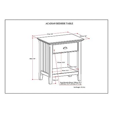 Simpli Home Acadian Rustic Bedside Nightstand Table