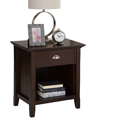 Simpli Home Acadian Rustic Bedside Nightstand Table