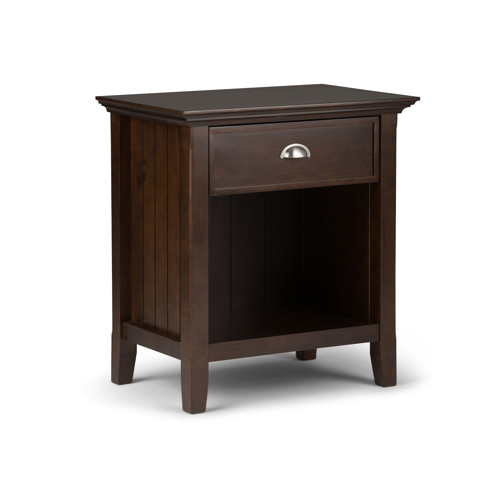 Simpli Home Acadian Rustic Bedside Nightstand Table, Brunette Brown