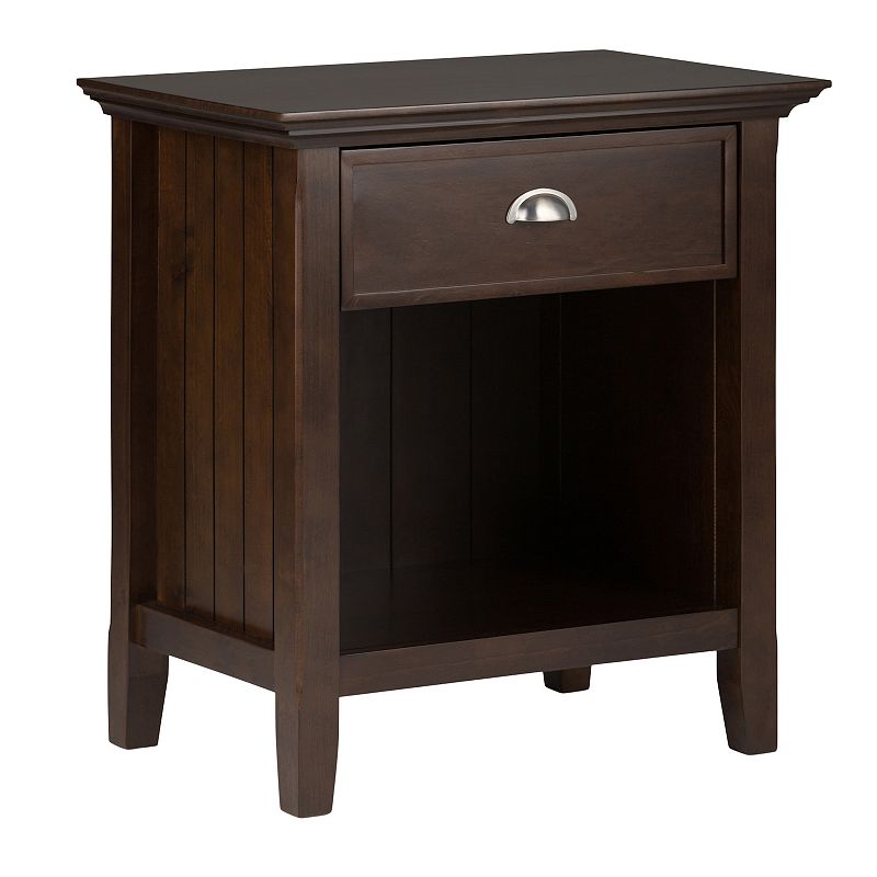 Simpli Home Acadian Rustic Bedside Nightstand Table, Brown