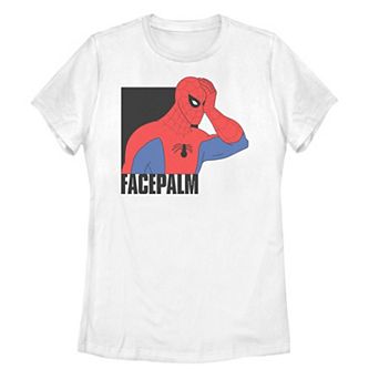 Juniors' Marvel Spider-Man Facepalm Vintage Portrait Tee