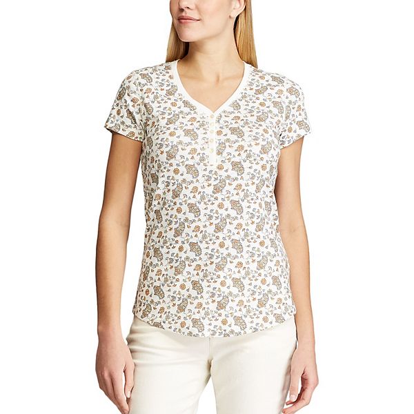 Women's Chaps Print Henley Top