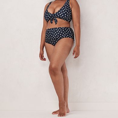 Plus Size LC Lauren Conrad Dot High-Waist Swim Briefs