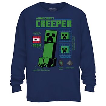 Boys 8 20 Long Sleeve Minecraft Creeper Graphic Tee - creeper shirt roblox