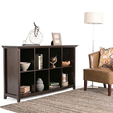 Simpli Home Amherst Transitional 8 Cube Bookcase Storage Sofa Table