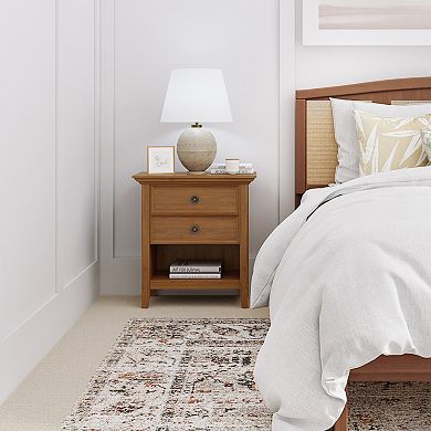 Simpli Home Amherst Traditional Bedside Nightstand Table