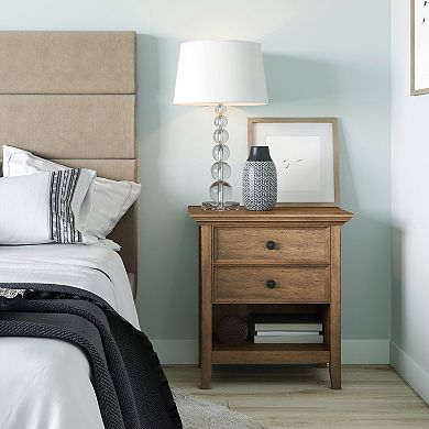 Simpli Home Amherst Traditional Bedside Nightstand Table