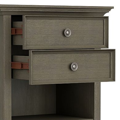 Simpli Home Amherst Traditional Bedside Nightstand Table