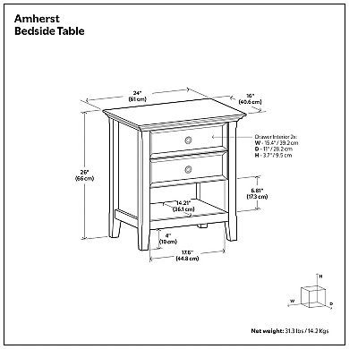 Simpli Home Amherst Traditional Bedside Nightstand Table
