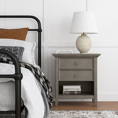 Simpli Home Amherst Traditional Bedside Nightstand Table