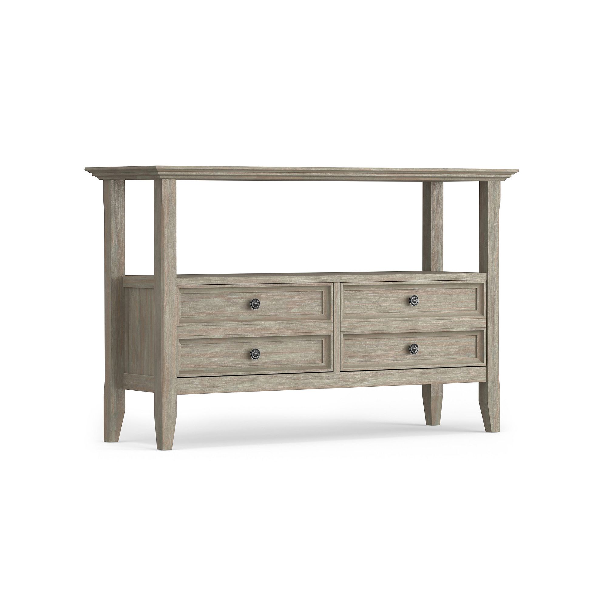 Simpli Home Amherst Transitional Console Sofa Table, Distressed Graey