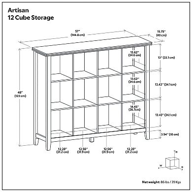 Simpli Home Artisan Contemporary 12-Cube Storage Bookcase
