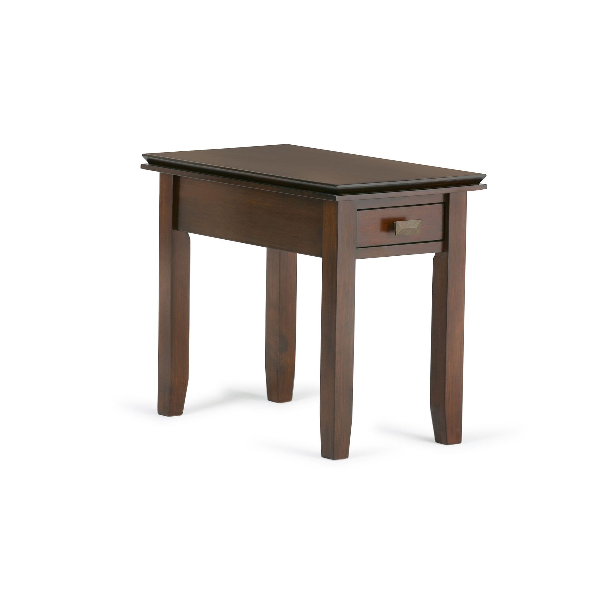 Simpli Home Artisan Rectangle Contemporary Narrow End Side Table, Russet Br