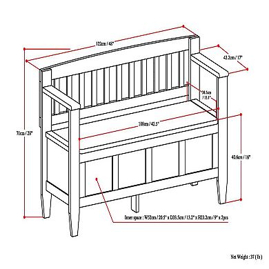Simpli Home Brooklyn Contemporary Entryway Storage Bench