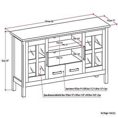 Simpli Home Kitchener Solid Wood 60 in. Wide Contemporary TV Media Stand