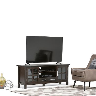 Simpli Home Kitchener Solid Wood 60 in. Wide Contemporary TV Media Stand