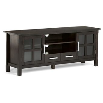 Simpli Home Kitchener Solid Wood 60 in Wide Contemporary TV Media Stand