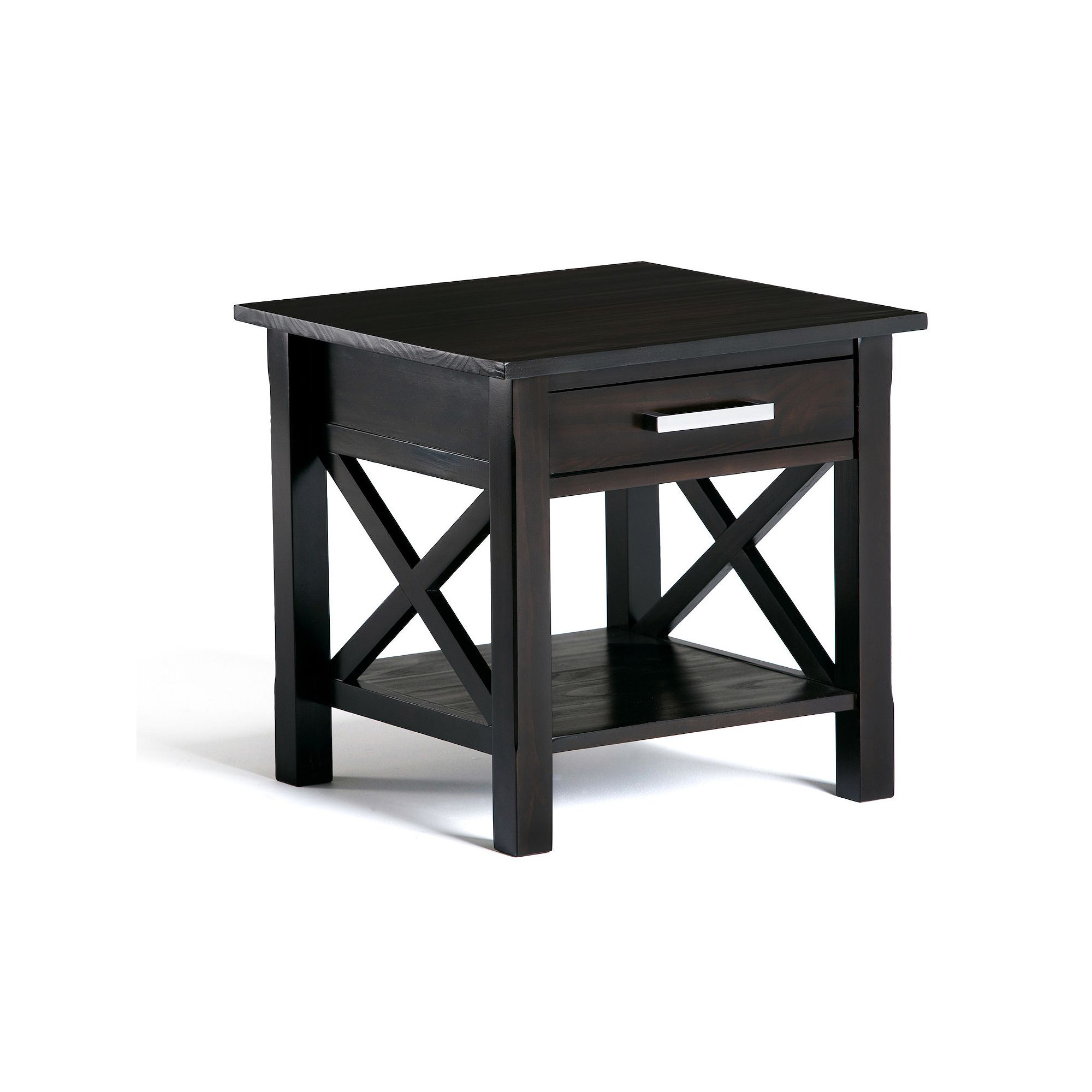 Simpli Home Kitchener Solid Wood 21 in. Wide Square Contemporary End Side T