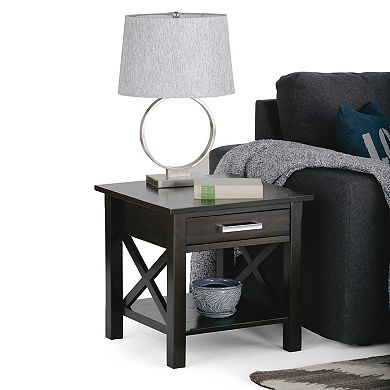 Simpli Home Kitchener Solid Wood 21 in. Wide Square Contemporary End Side Table