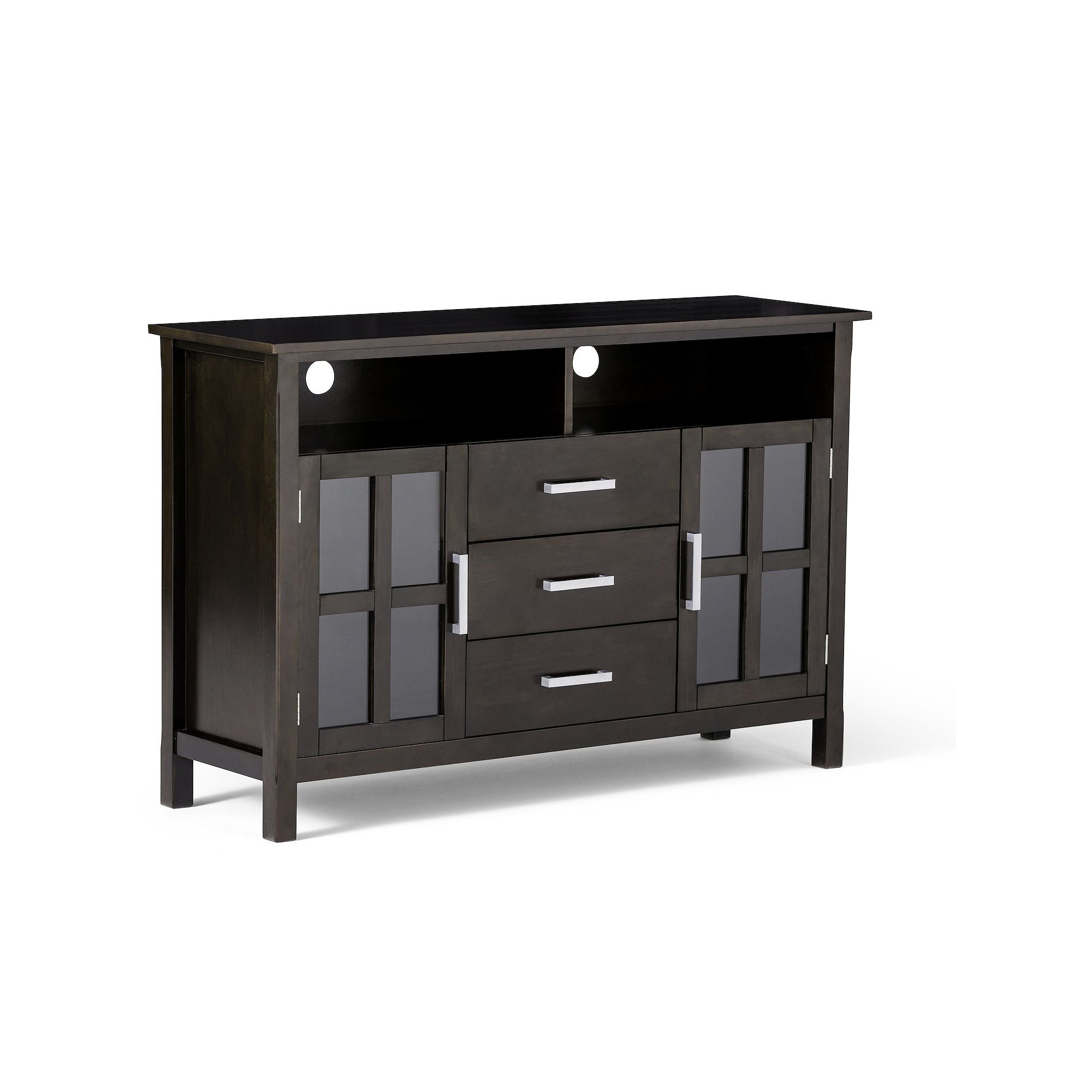 Simpli Home Kitchener Solid Wood 53 in. Wide Contemporary TV Media Stand, H