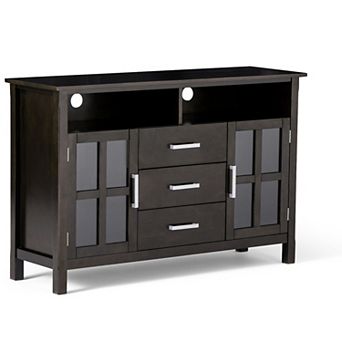 Simpli Home Kitchener Solid Wood 53 in Wide Contemporary TV Media Stand
