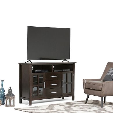 Simpli Home Kitchener Solid Wood 53 in. Wide Contemporary TV Media Stand