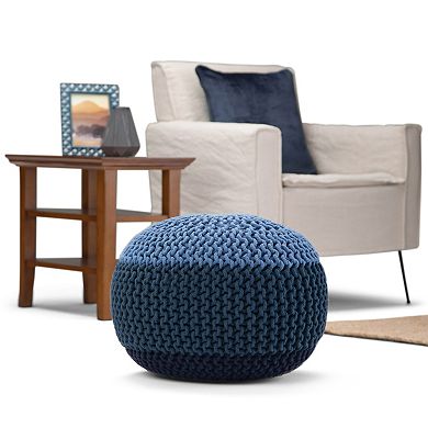 Simpli Home Nikki Contemporary Round Hand Knit Pouf