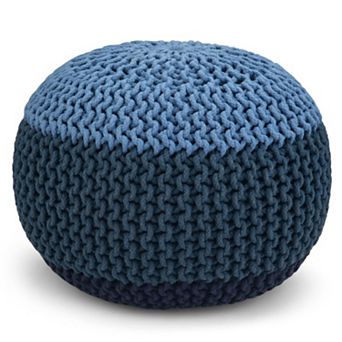 Simpli Home Nikki Contemporary Round Hand Knit Pouf
