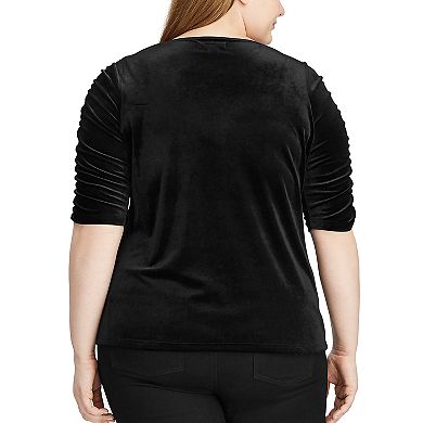 Plus Size Chaps Ruched Sleeves Top
