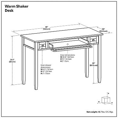 Simpli Home Warm Shaker Writing Office Desk