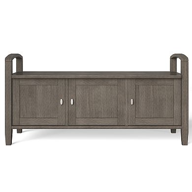 Simpli Home Warm Shaker Rustic Entryway Storage Bench