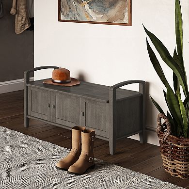 Simpli Home Warm Shaker Rustic Entryway Storage Bench