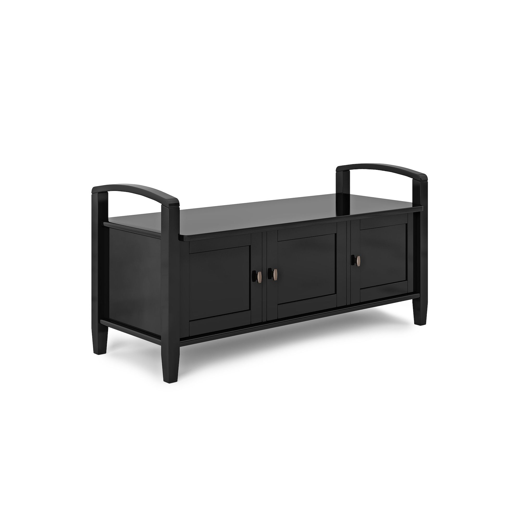 Simpli Home Warm Shaker Rustic Entryway Storage Bench, Black