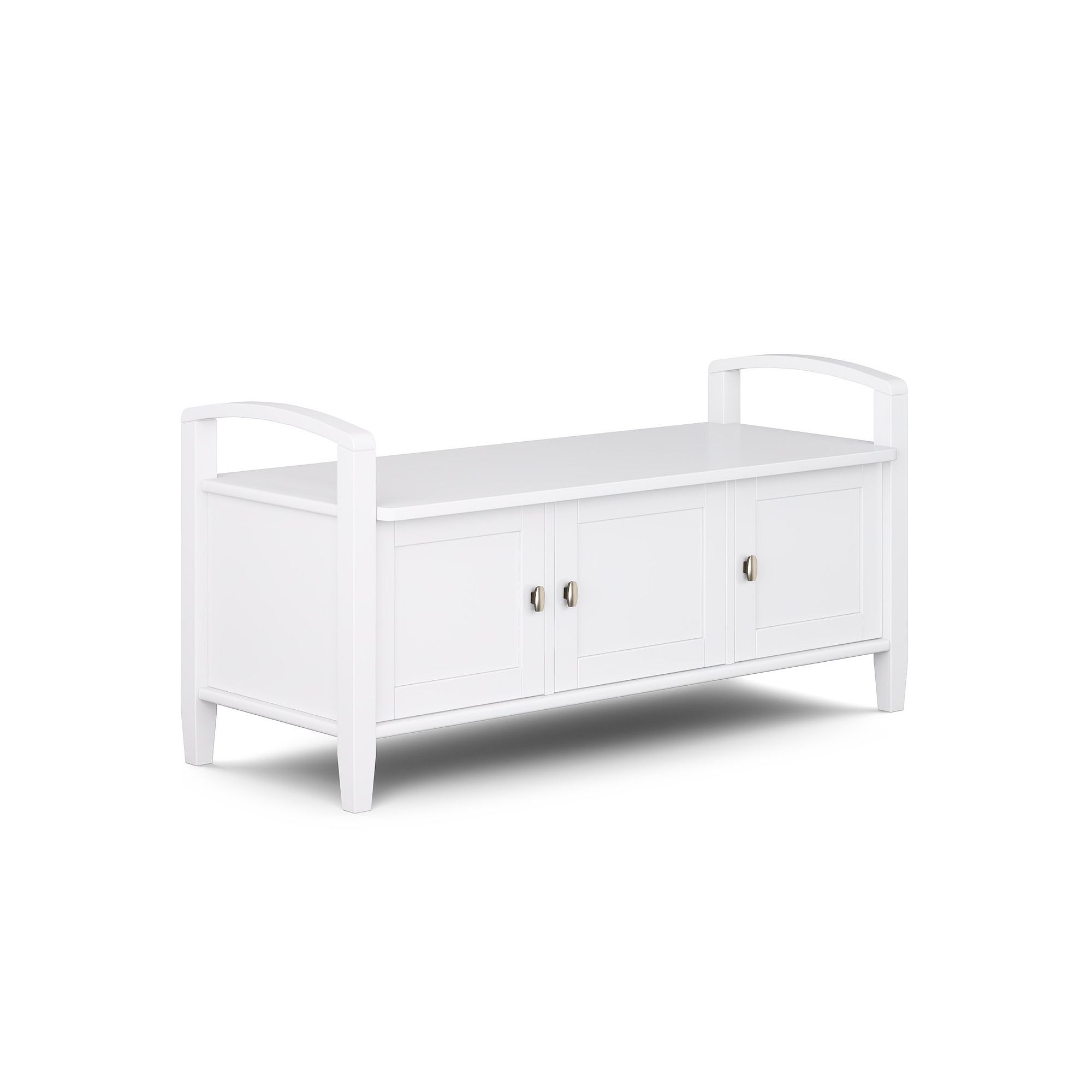 Simpli Home Warm Shaker Rustic Entryway Storage Bench, White