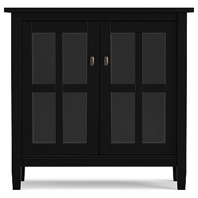 Simpli Home Warm Shaker Solid Wood 32 in. Wide Rustic Low Storage Cabinet
