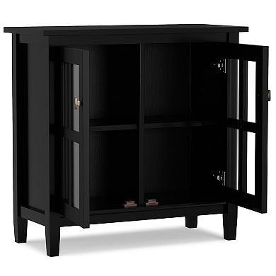 Simpli Home Warm Shaker Solid Wood 32 in. Wide Rustic Low Storage Cabinet