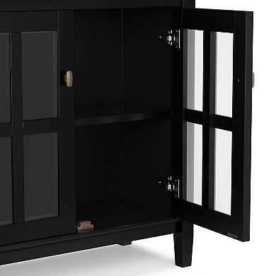 Simpli Home Warm Shaker Solid Wood 32 in. Wide Rustic Low Storage Cabinet