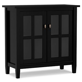 Simpli Home Warm Shaker Solid Wood 32 in Wide Rustic Low Storage Cabinet
