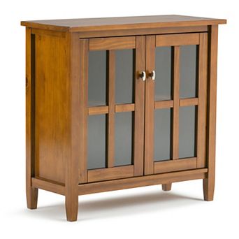 Simpli Home Warm Shaker Solid Wood 32 in Wide Rustic Low Storage Cabinet