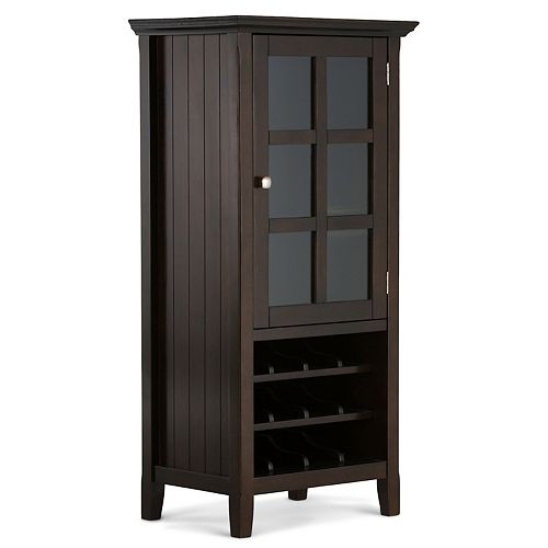 Simpli Home Acadian 12 Bottle Solid Wood 24 In Wide Rustic High