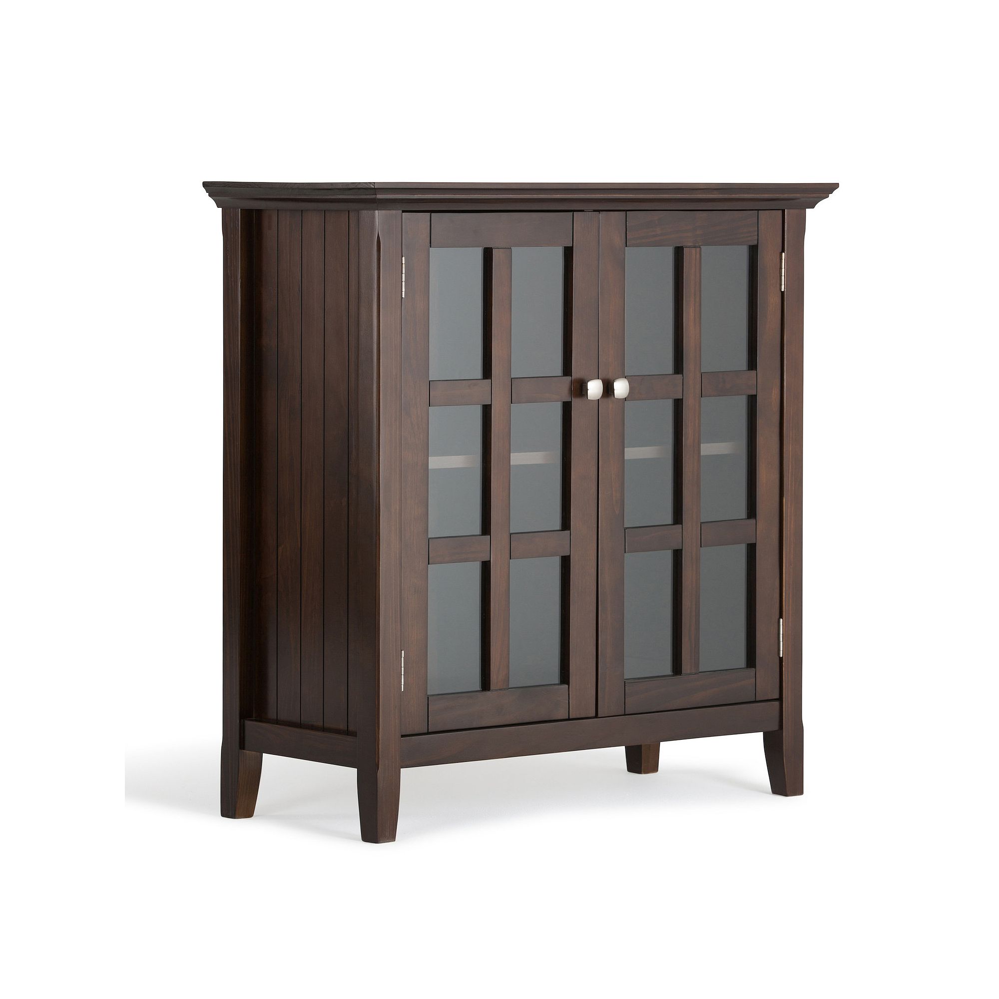 Simpli Home Acadian Rustic Low Storage Cabinet, Brunette Brown