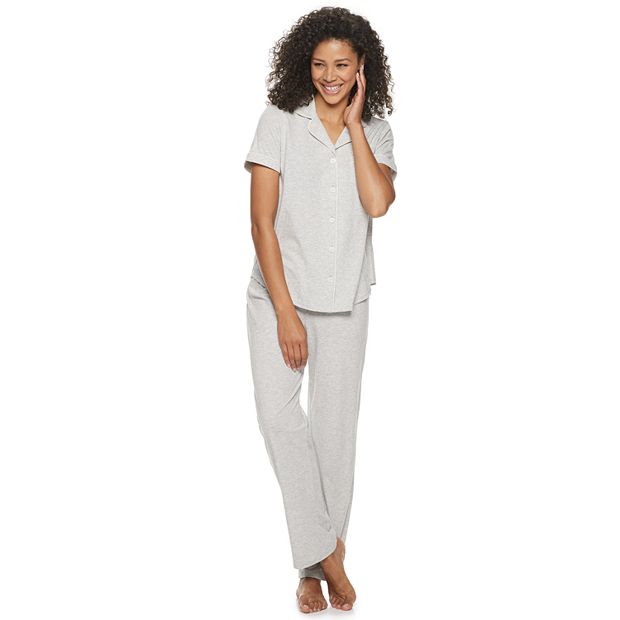 Women s Croft Barrow Short Sleeve Notch Collar Pajama Set