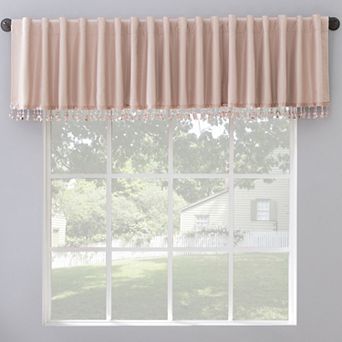 Sun Zero Evelina Faux Dupioni Silk Back Tab 100% Blackout Window Valance