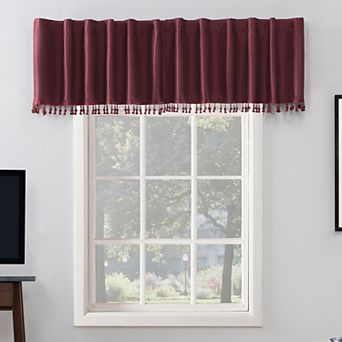 Sun Zero Evelina Faux Dupioni Silk Back Tab 100% Blackout Window Valance