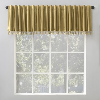 Sun Zero Evelina Faux Dupioni Silk Back Tab 100% Blackout Window Valance