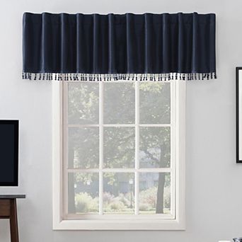 Sun Zero Evelina Faux Dupioni Silk Back Tab 100% Blackout Window Valance