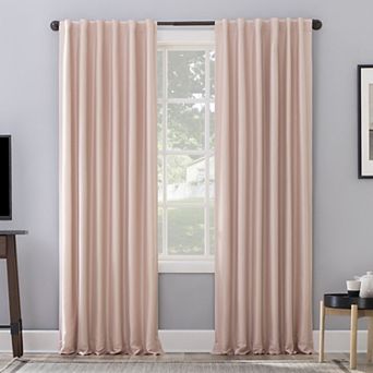 Sun Zero Evelina 100% Blackout Faux Dupioni Silk Back Tab Window Curtain