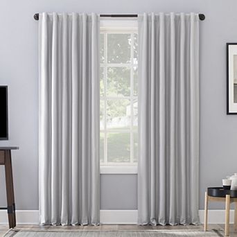 Sun Zero Evelina 100% Blackout Faux Dupioni Silk Back Tab Window Curtain